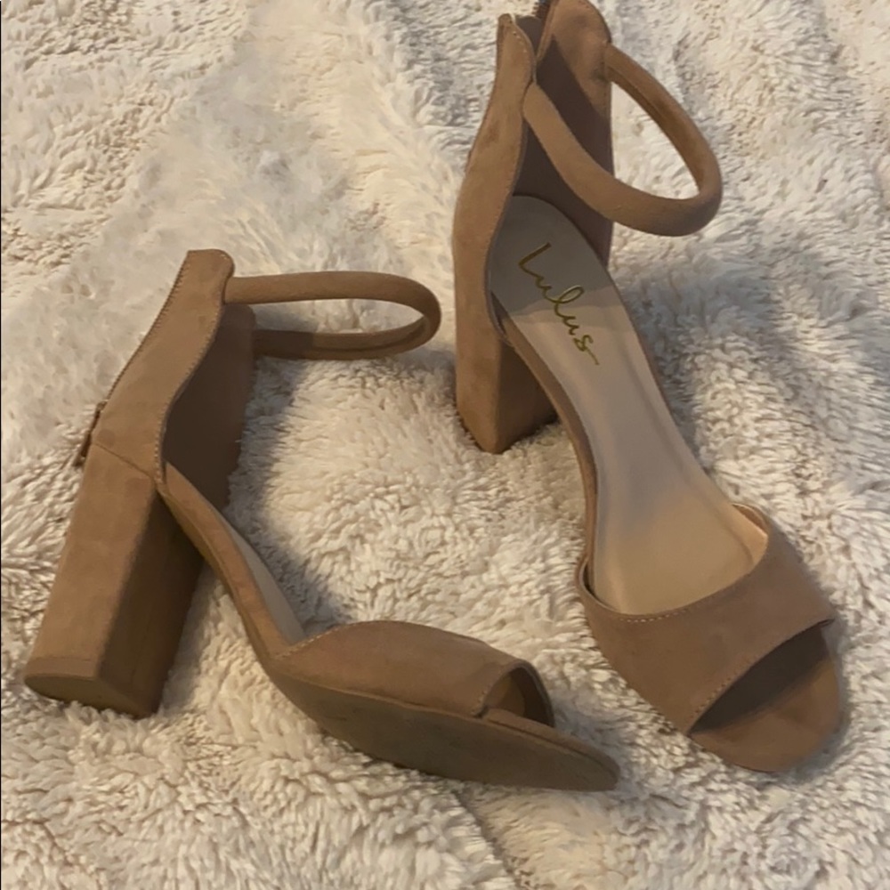 Lulus Nude Suede Heels